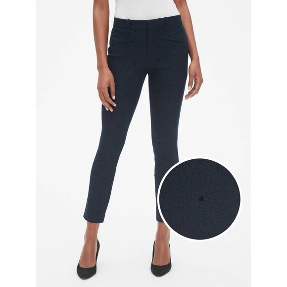 Navy Blue GAP Black Polka Dot Mid-Rise Stretch Skinny Ankle Pants (NWT) - Picture 1 of 5